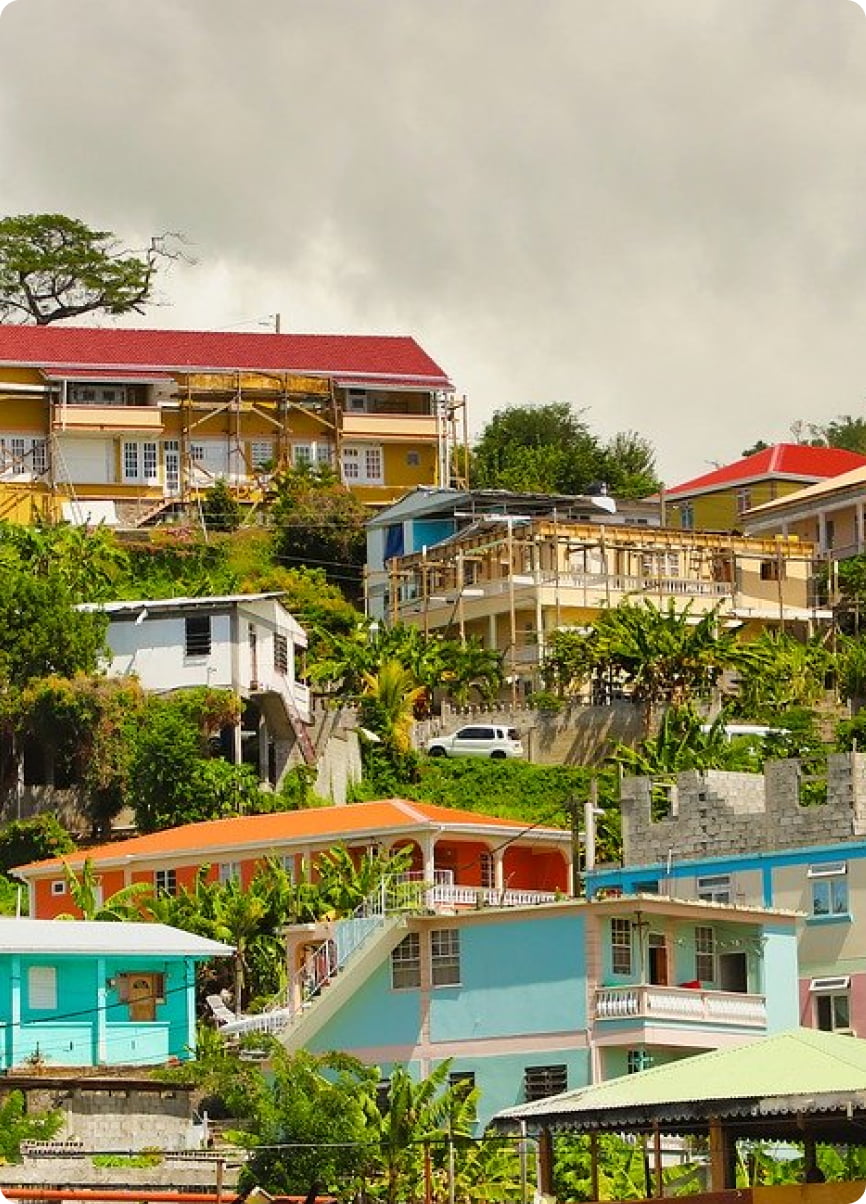 dominica coloful buildings