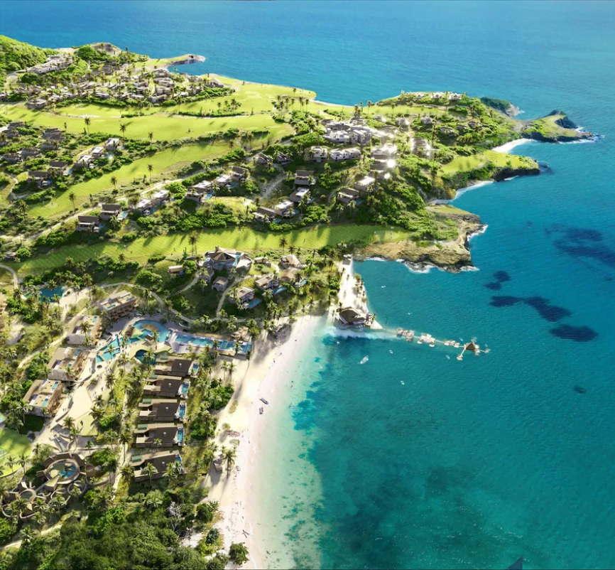 drone shot of saint lucia coast lines