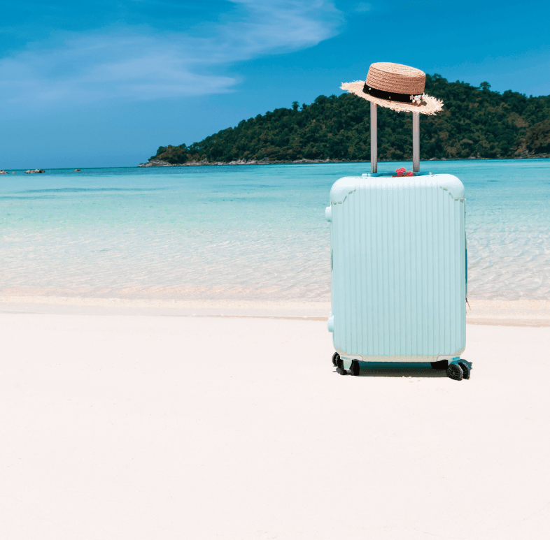 luggage on beach